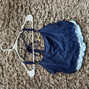 Navy and Light Blue Halter Top